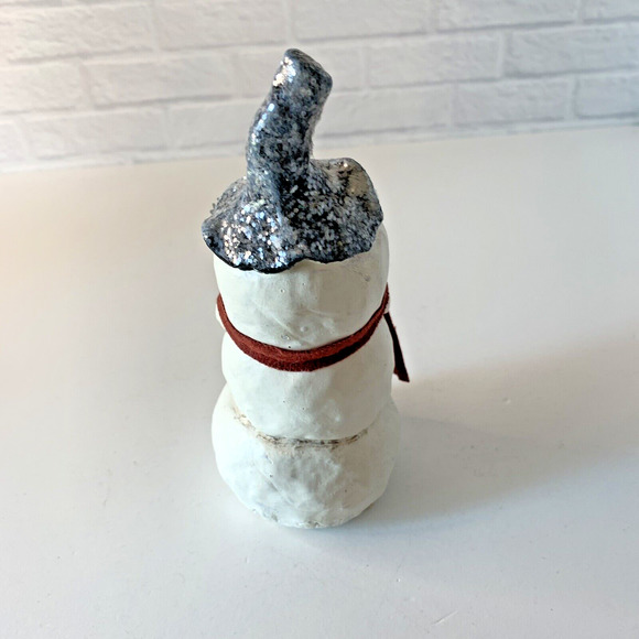 Kevin Smith Snowman Figure Folk Art Black Hat Scarf Snowflake Wand Glittered 6” - Picture 3 of 9